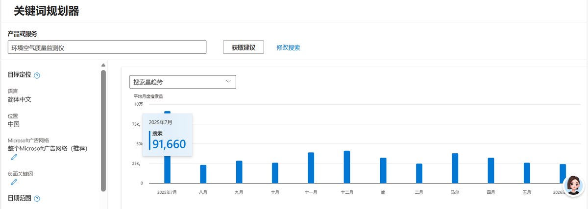 Bing搜索广告示例：室内环境检测仪广告